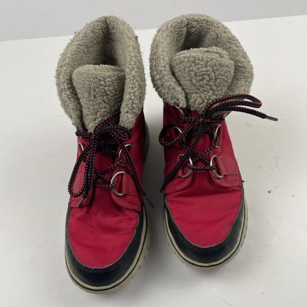 Sorel Cozy Carnival Boots Women’s 5 Winter Shearling Mid Calf NL2297-645 Red